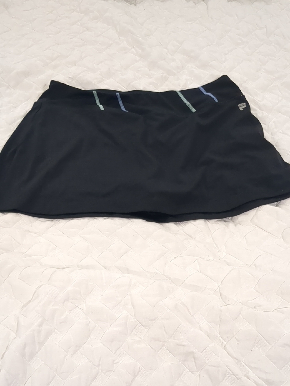 Fila Black Mini Skort with Blue and Teal Stitching